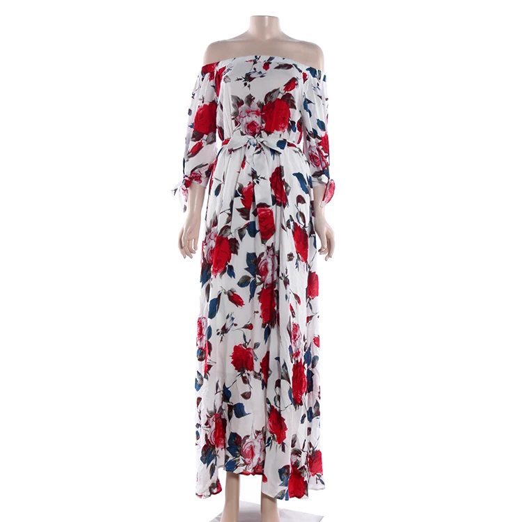 aliexpress women floral maxi chiffon dress made in China