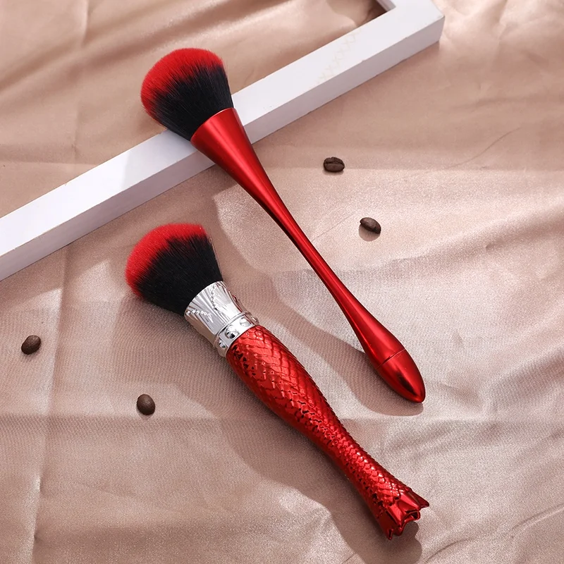 2019 Fangxia Professional Private Label Fiber Hair Plastic Handle Foundation Blush Brush Makeup Brush Nail Mermaid Brush
