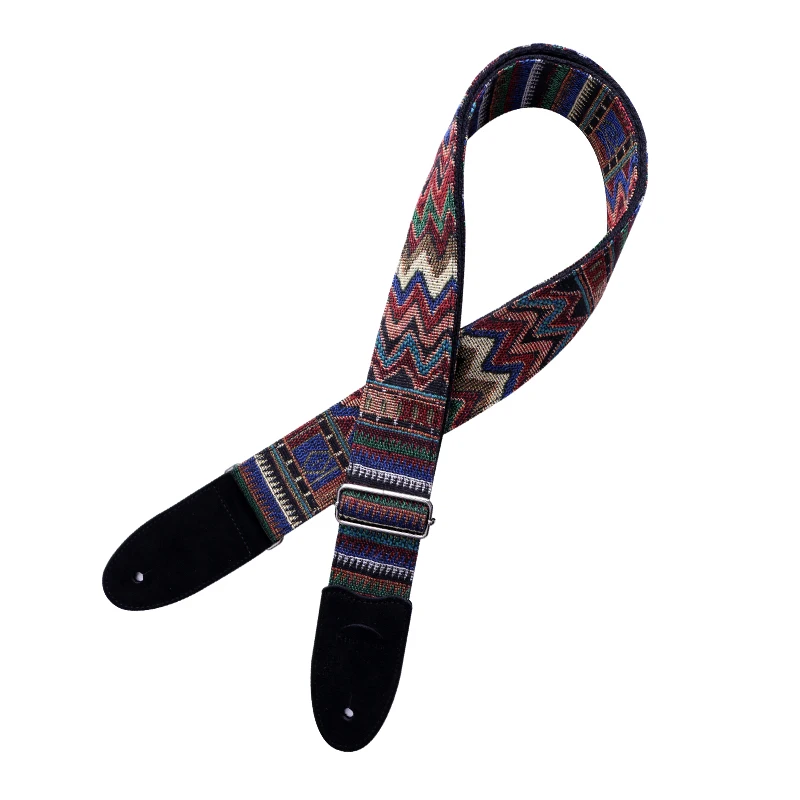 
Nation Style Yarn-dyed Fancy Fabric Guitar Strap For Bass Electric Acoustic Guitars 