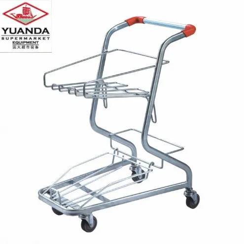 New design Canadian style cart double baskets shopping trolley