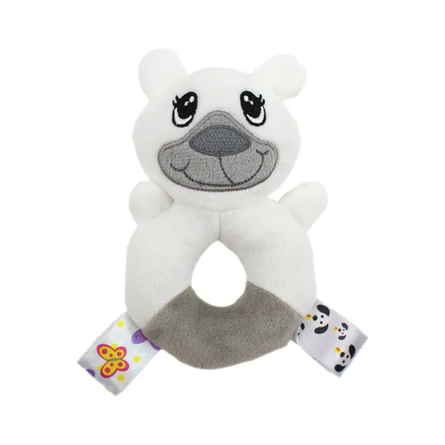 Dolery Hand Bells Plush Animal Shaped Soft Rattle Ring toy for baby