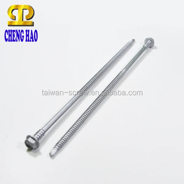 Фланцевые самосверлильные длинные кровельные винты Taiwan TEK с шестигранной головкой