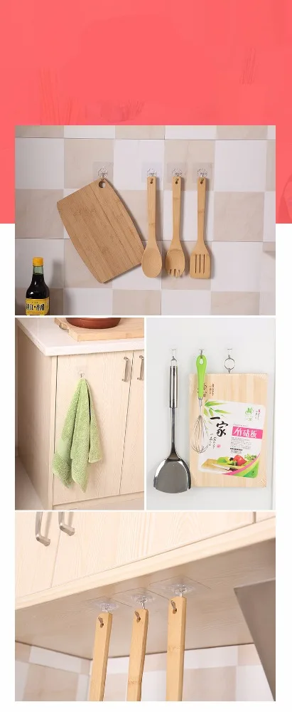 
Bathroom Kitchen Removable Transparent Wall Hook Heavy Duty Adhesive Hook 