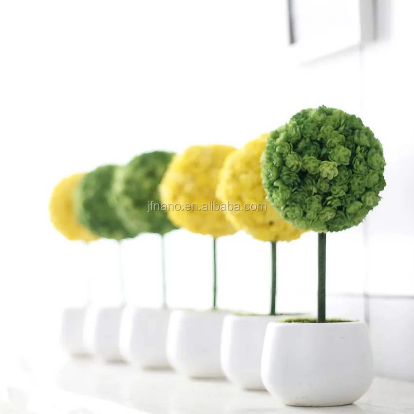 Sweet home table decoration fake lace flower ball artificial potted bonsai