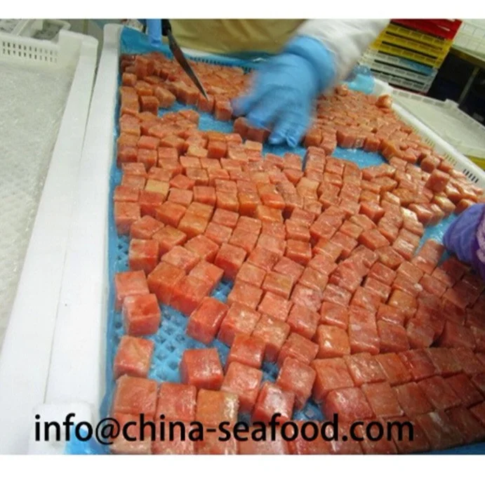 Frozen salmon portion cube