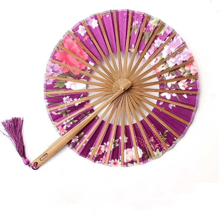 
Japanese Style Gifts Crafts Circular Bamboo Fans Sakura Women Fold Hand Fan 