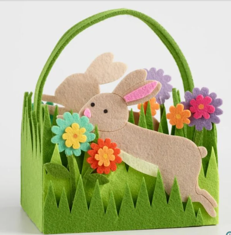 
Large Leaping Bunny Felt Easter Basket 