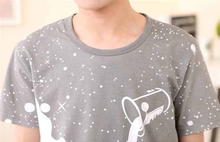 OEM Customized Tees Mens Milk Star Printing Short Sleeve T-Shirt