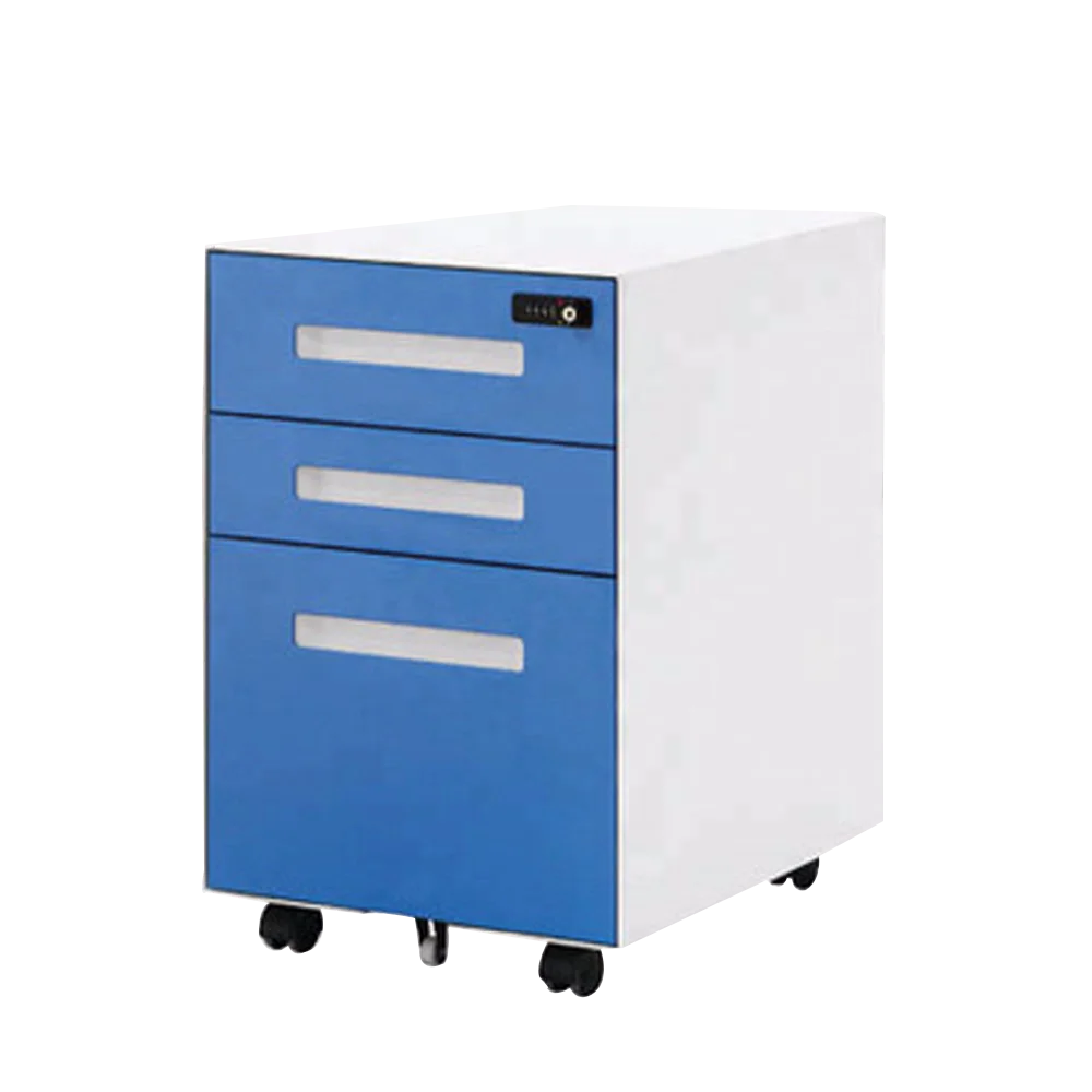 Popular Metal A4 File Movable Cabinet with 3 Drawers Office Mobile Pedestal for Filing Storage Mobile Filing Cabinet