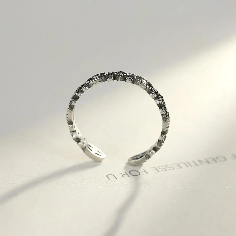 CZCITY New Design Vintage Tai Silver Rings Mini CZ Pave Antique Engagement Rings For Women Wedding High Quality Gift