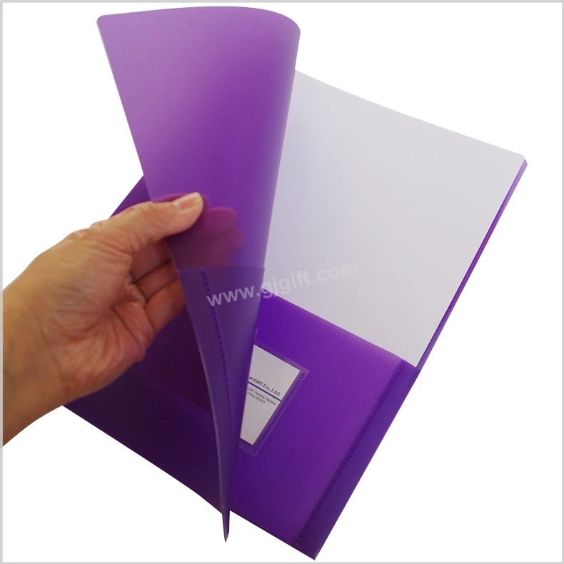two double Card Holder cheap Printing PP A4 poly School plastic pockets file Folder