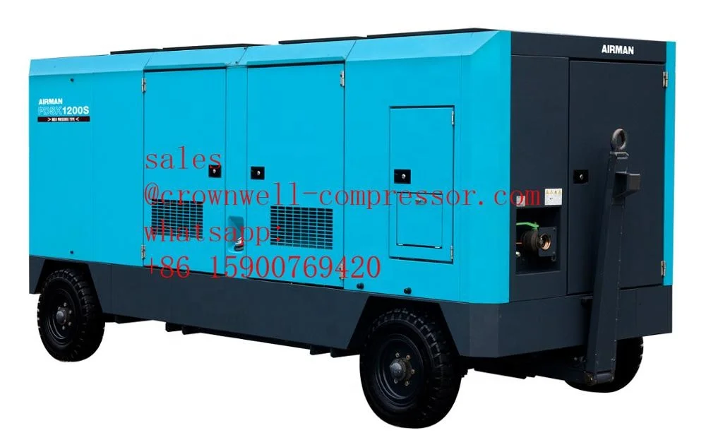 PDSJ750S-4B2 AIRMAN portable screw compressor Trailer High Pressure series ENGINE MITSUBISHI 2 stage pressure switching