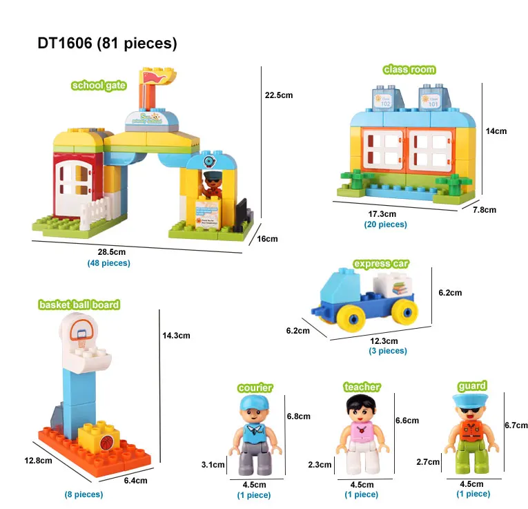 Big Building Block Set Toddler Educational Toy Classic Large Size Building Block Bricks Fun Shapes Compatible Bulk Brick Set