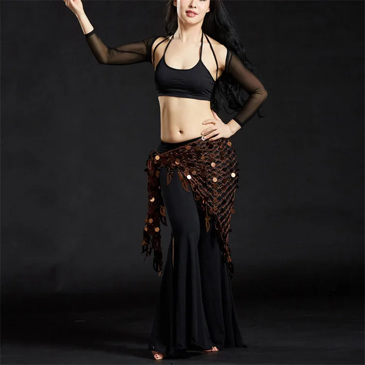 MeeTee H-J68 Sexy Lady Multi-Row Sequin Belly Wrap Hip Scarf Colorful Waist Chain Dance Skirt