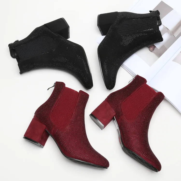 Новый стиль; Дешевые женские модные теплые ботинки на высоком