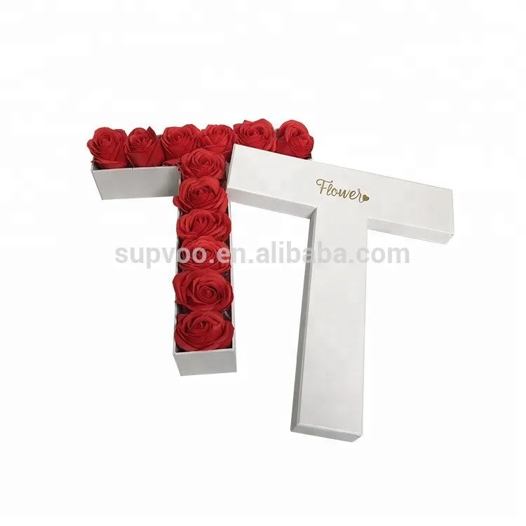 Letter A-Z shaped Customized design high quality paper gift packaging flower boxes