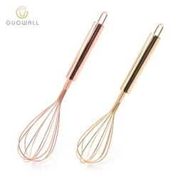 Manual Stainless Steel With Gold Plating Kitchen Cooking Baking Egg Beater Whish