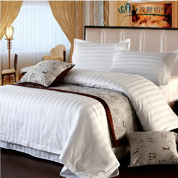
3cm/2cm/1cm stripe 300Tc 100 cotton used hotel bed sheet 