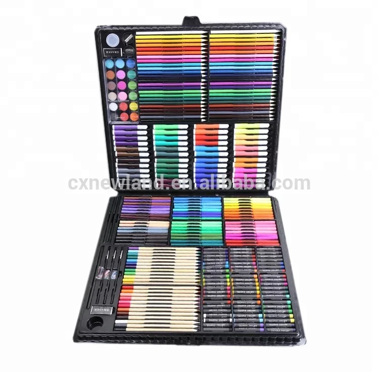 Children Art Set with color pencils, color pens