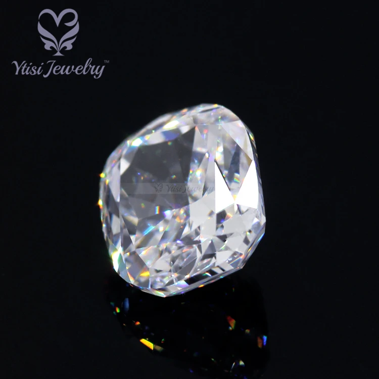 Girdle faceted strong color and fire loose moissanite stone long cushion crushed ice cut moissanite price