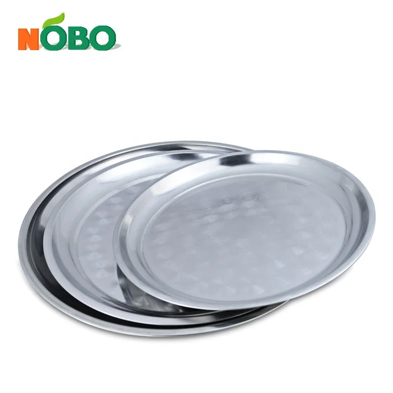 NOBO Wholesale Banque Celebration Gadroon Tray Stainless Steel Indian Round Serving Tray
