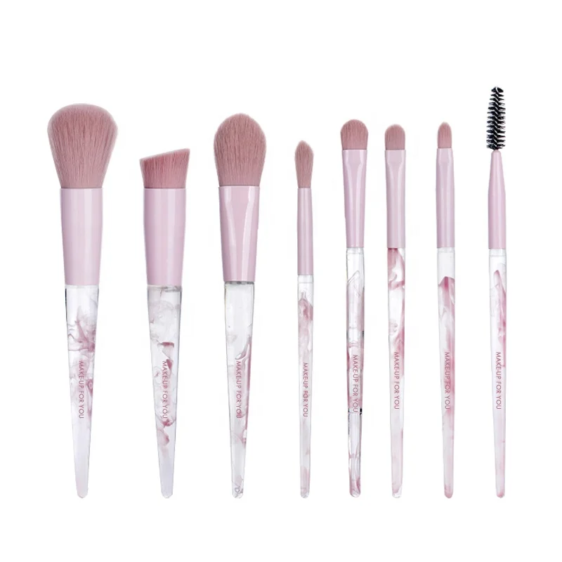 Quality Certification Christmas Suit Series 8pcs Micro Crystal Synthetic Smoky Acrylic Handle Makeup Brush Set