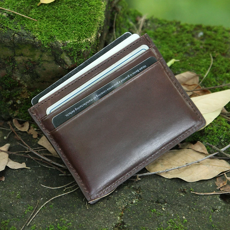 Hiram Beron Italian Leather Credit Card Wallet Brown