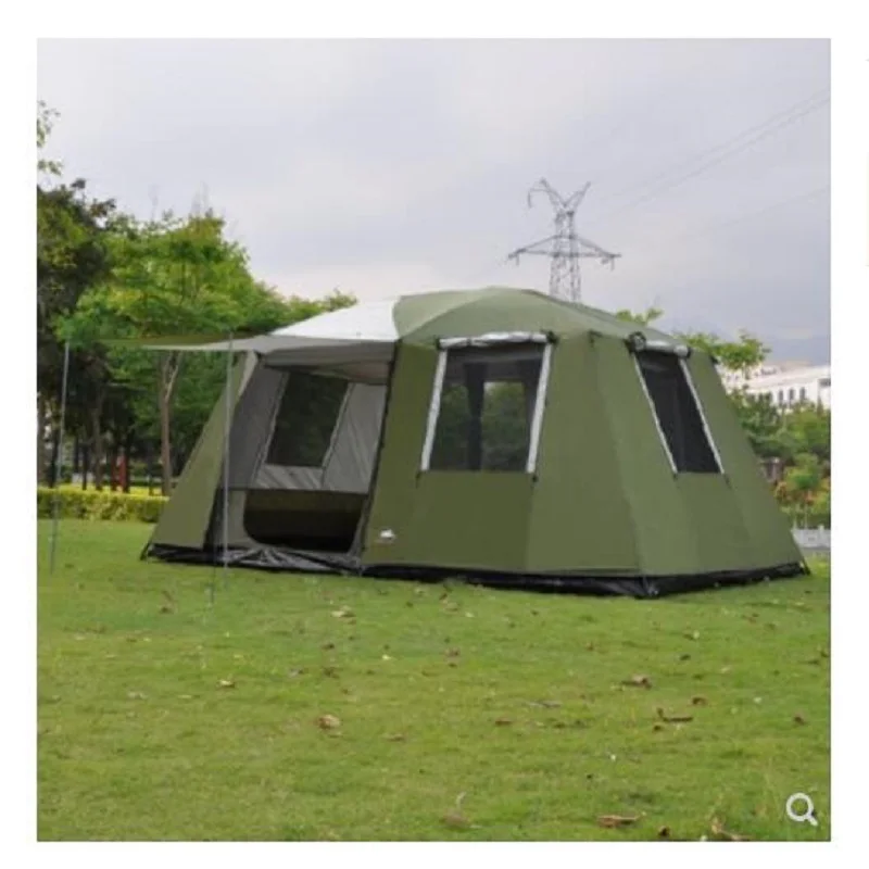 
460*305*H210cm two bedrooms & one mall camping family tent large space for traveling hiking 6/7/8/persons double layers 