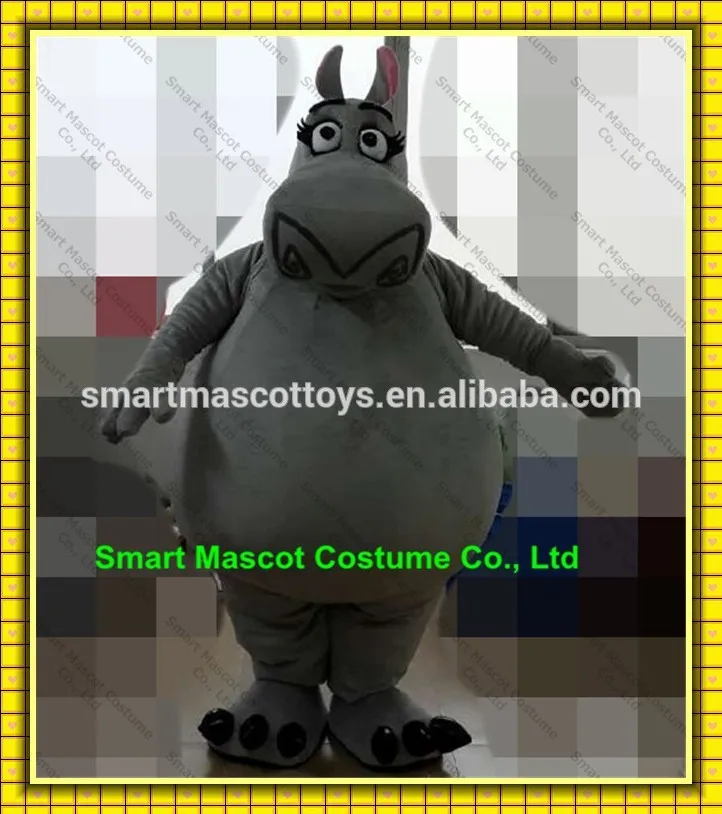 Гигантский прогулки мадагаскар бегемот глория костюм серый взрослых мадагаскар бегемот глория костюм талисмана