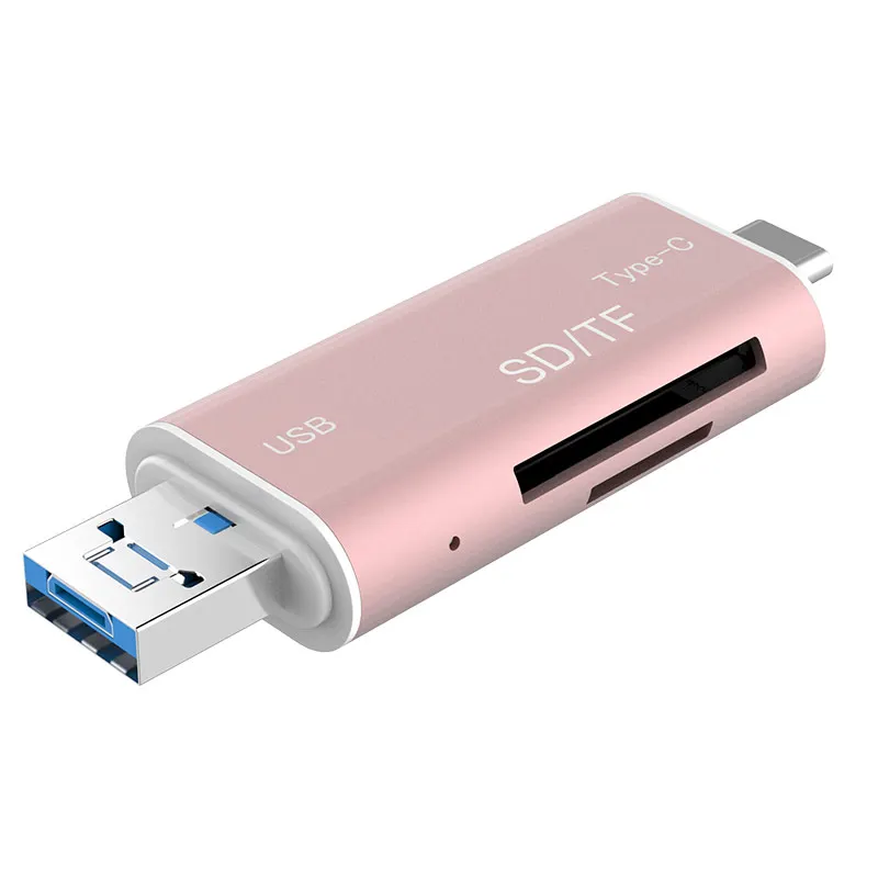  Мини-размер алюминиевого сплава 3 в 1 Type-C Micro USB OTG 0 Смарт кард-ридер Поддержка SD/TF карты для