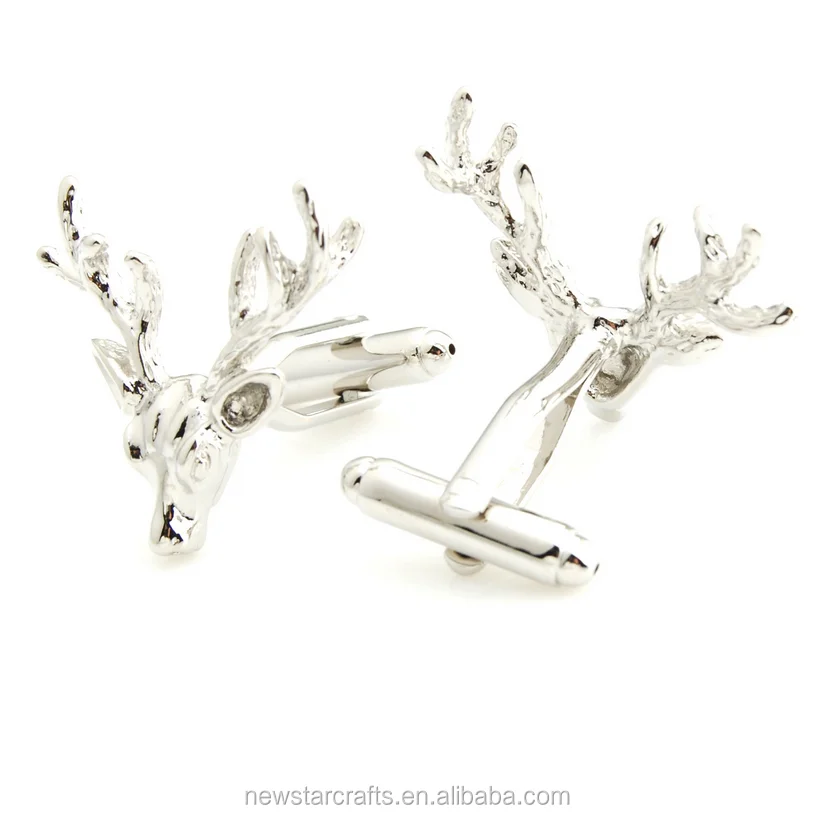 Factory direct custom metal cufflinks shnny gold deer shape cufflinks