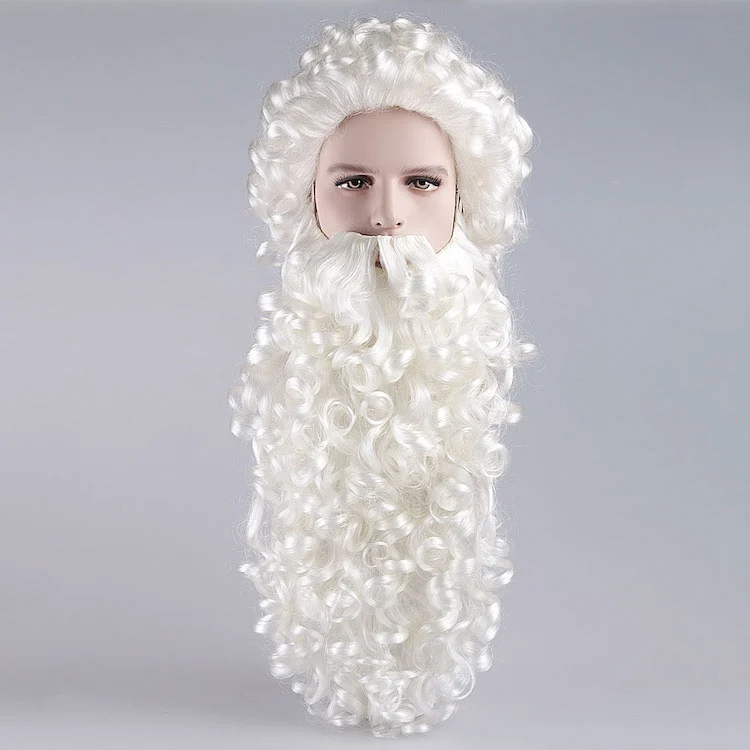 Рождественский костюм для вечеринки с бородой и париком Санты