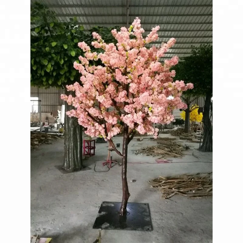 Fiberglass and iron trunk artificial silk flower cherry blossom tree manufacturer