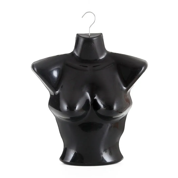 XINJI Wholesale Fashionable Female Plastic Half Body Form Mannequin Black With Metal Hook