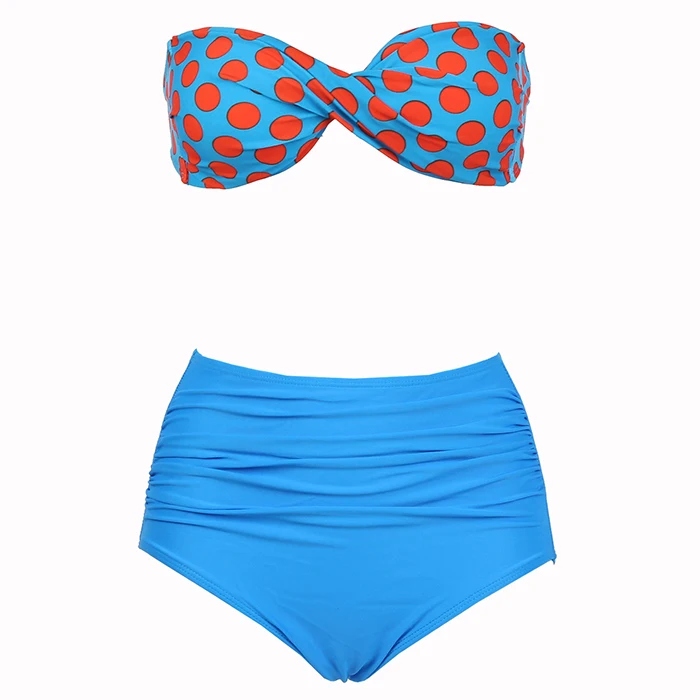 
Retro Fashion Women Polka Dot Push Up Top High Waisted Bottom Bikini Sets 