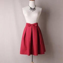 Элегантные Хлопковые женские повседневные юбки, женские бальные юбки с высокой талией в стиле ретро, винтажные женские длинные юбки с бантом