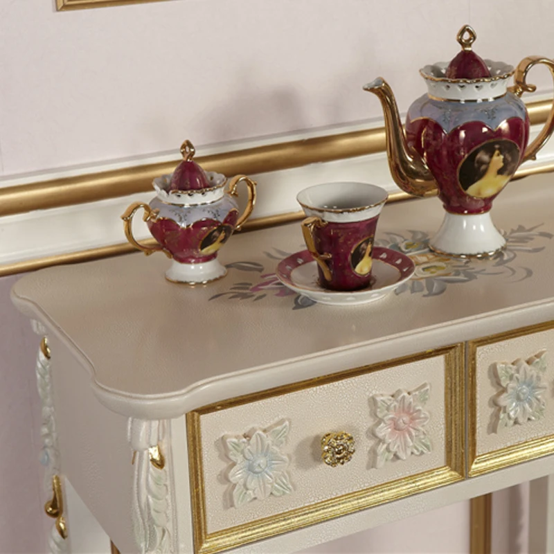 European Furniture For Home Royalty Solid Wood Hand Carved Tea Cabinet side cabinet