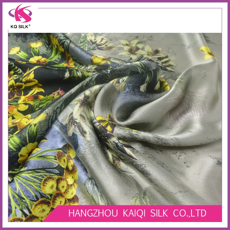 
Digital print 100% Silk satin flower print fabric chinese silk fabric 