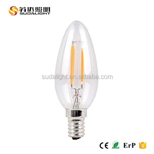 Bulb Lights Item Type and Glass Lamp Body Material  C35 led filament bulb E14 LED Filament Lamp