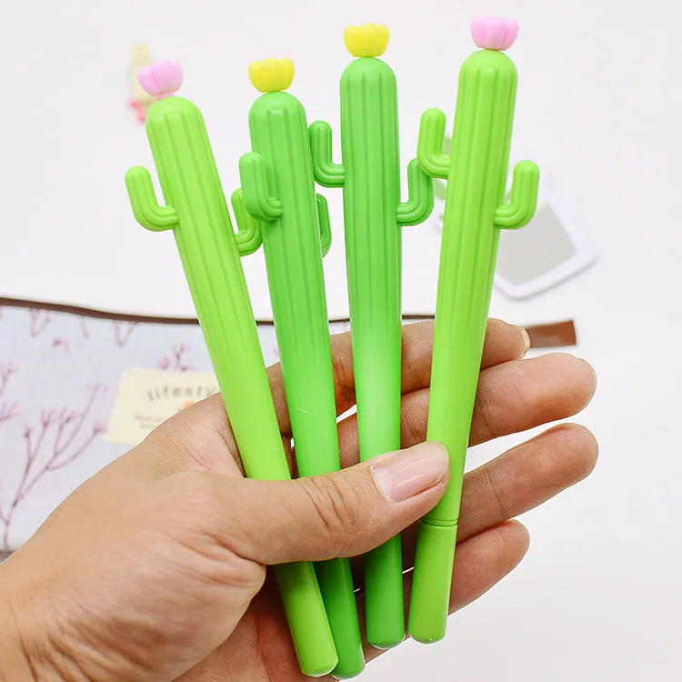 New Cute Creative Green Cactus Flower Gel Pen Office School Gift Stationery Pen