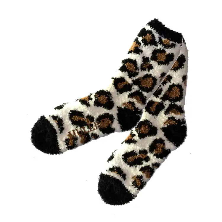 Warm Thick Bedroom Leopard Print Fluffy Socks for Women