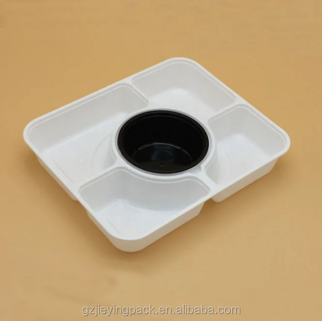 5+1 compartments bento box PP Storage disposable food grade plastic reusable container with bowl