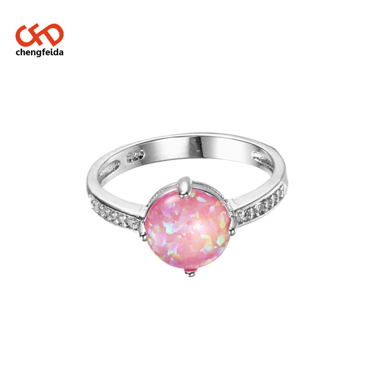 
Triangle Red Crystal pink Fire Opal Rings For Women With Cubic Zirconia 925 Sterling Silver 