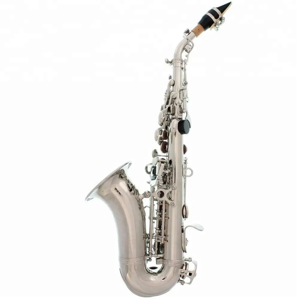 
Big Manufacturer Quality Silver/Nickel Curved Bb Soprano Saxophone 