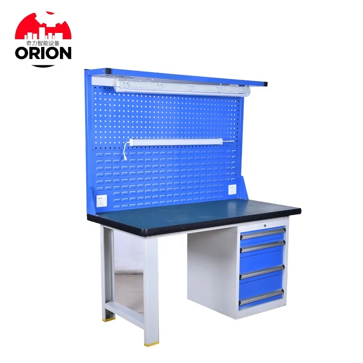 Metal frame garage drawer workbench workforce steel workbench with drawers and pegboard