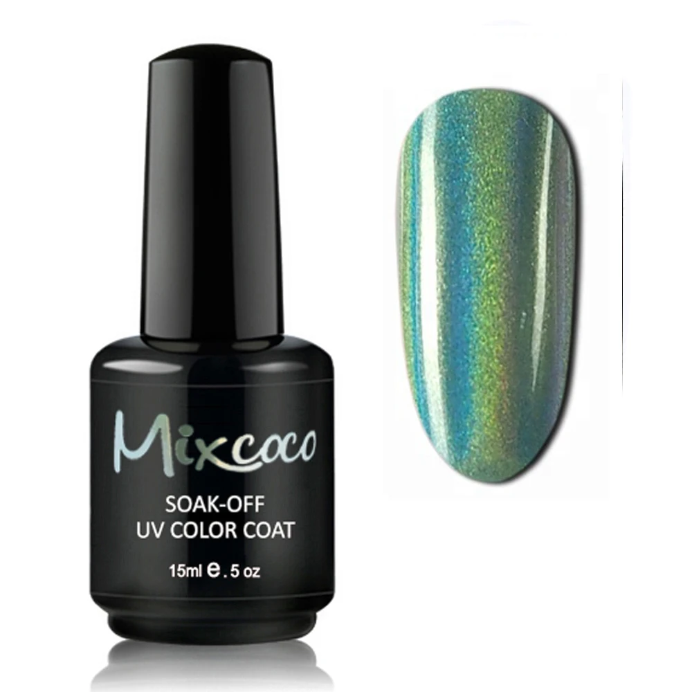 Mixcoco New Arrival Chrome Powder Colors Laser Gel Polish Holographic Gel promotion hema free sample nails unas salon supplies
