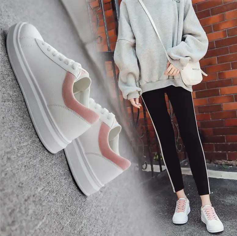 Korean Style Casual Breathable White Shoes Fashion Comfortable Girls Sports Shoes Flat Ladies Shoes
