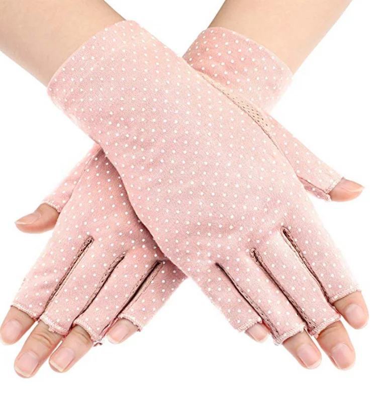 Модные женские солнцезащитные перчатки без пальцев УФ солнцезащитные легкие хлопковые перчатки для вождения