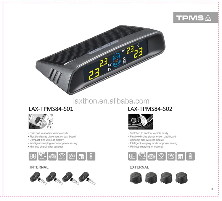 New arrival High quality Solar Power tpms tire pressure monitor with internal sensor