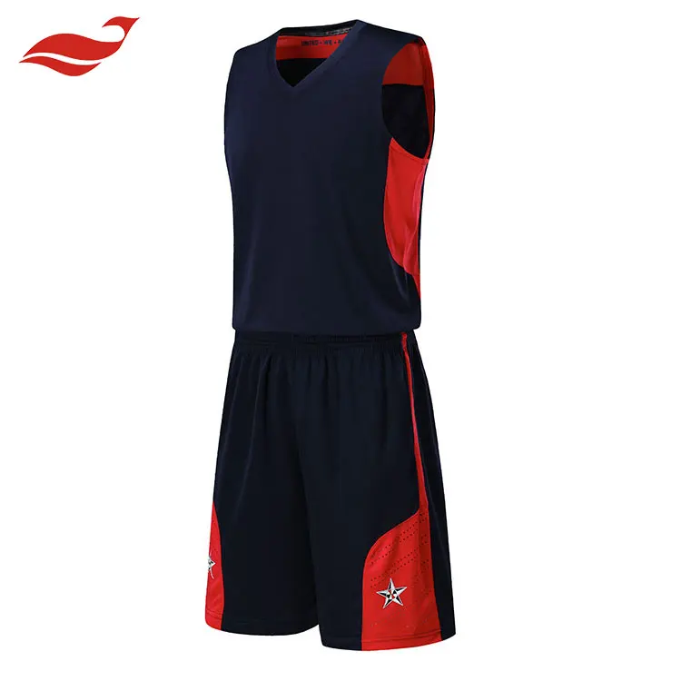 Dry Fit Fabric Team Wear Plain Black and Red Basketball Jersey Uniform